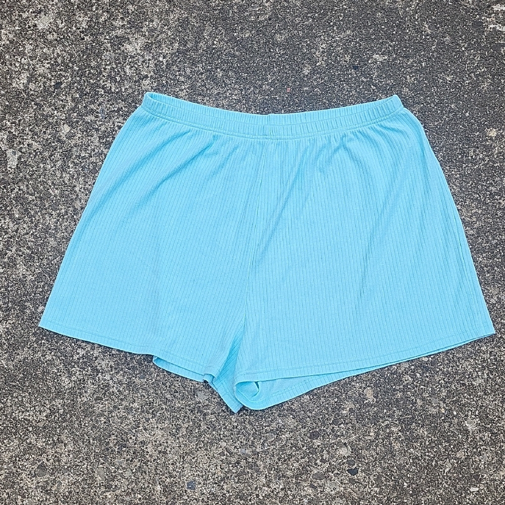 Light Blue Ribbed Women's Lounge Shorts